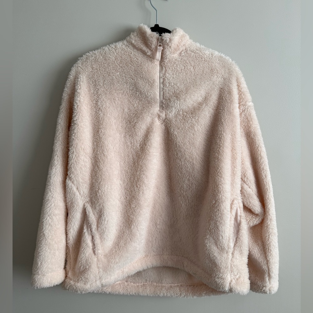 Lands’ End Women’s Soft Cozy Plush Fleece Pullover Light Pink Size Large